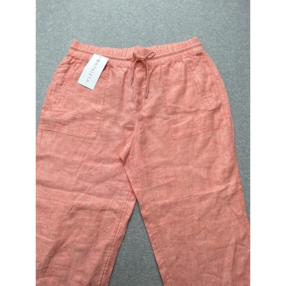 Athleta Retreat Linen Pant Womens 14 Pink Lightweight Easy Care‎ Secure Pockets - Picture 2 of 12